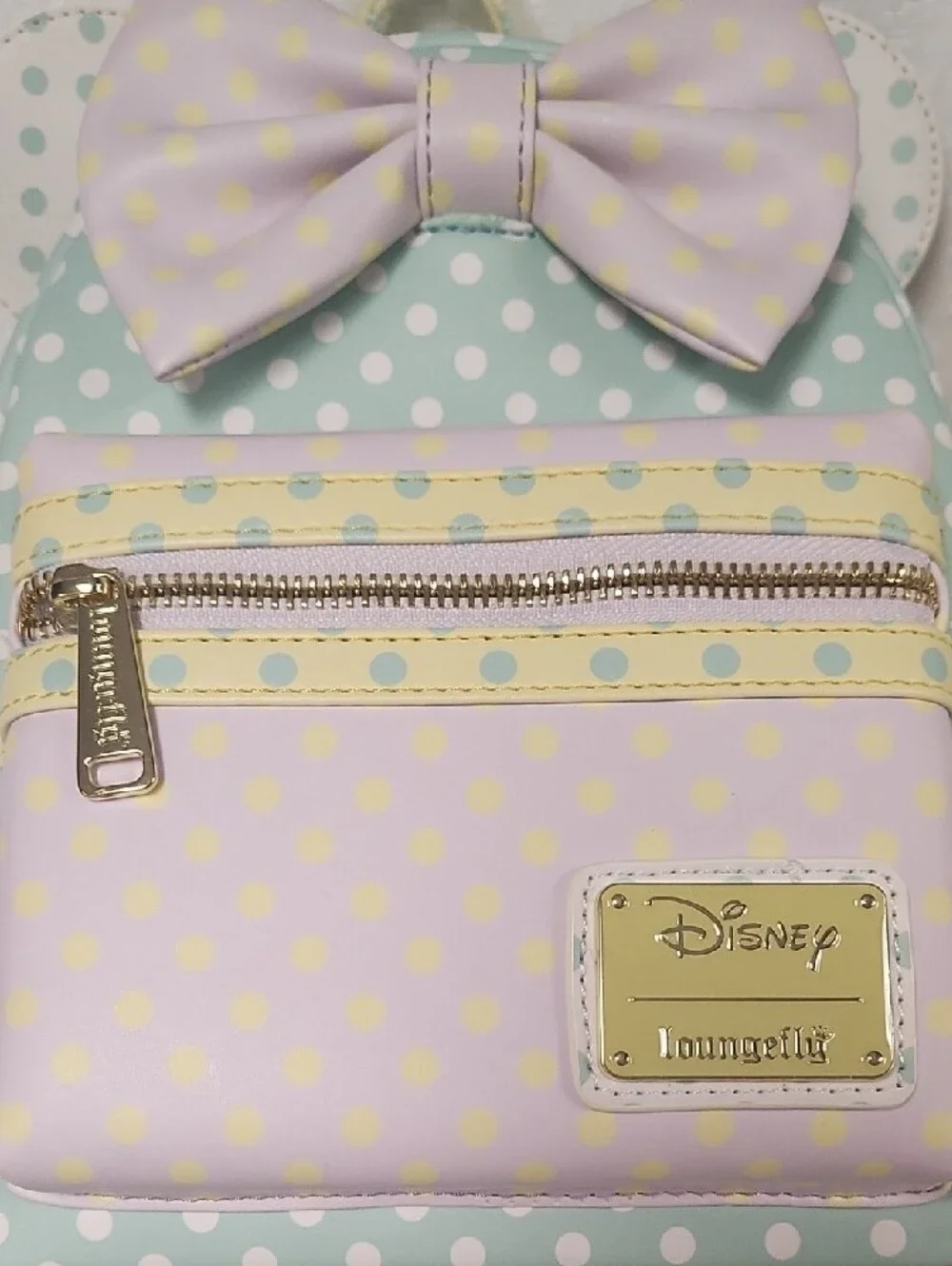 Loungefly Mint Green & Lilac Polka Dot Minnie Mouse Mini Backpack With Bow